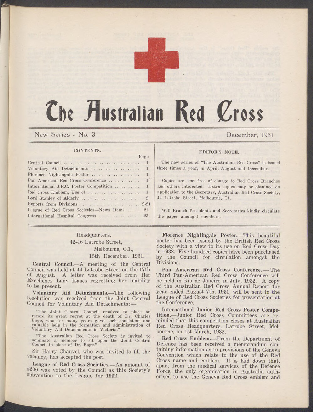 The Australian Red Cross - New Series No. 3