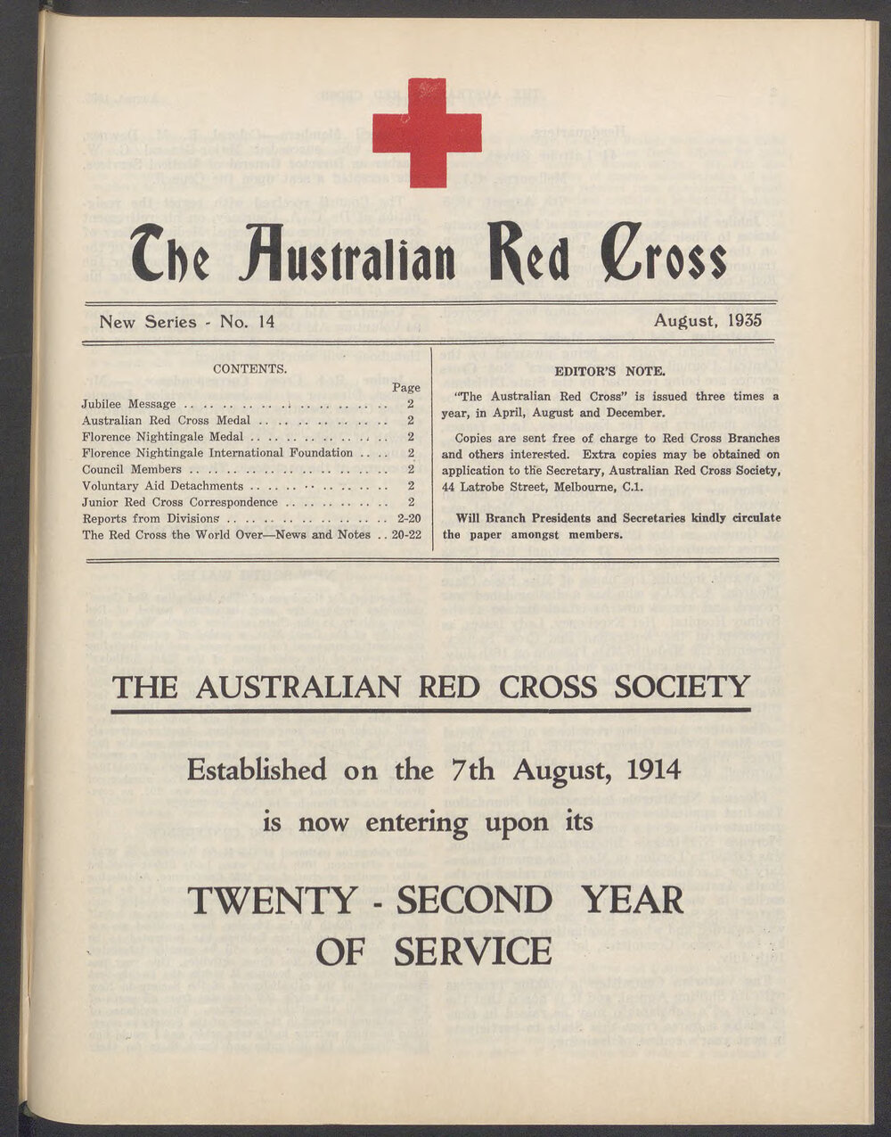 The Australian Red Cross - New Series No. 14