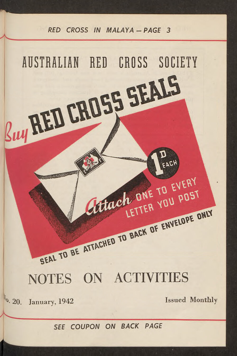 Australian Red Cross Society - Notes On Activities - No.20