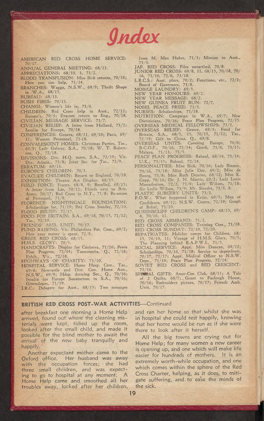 Notes on Activities Index