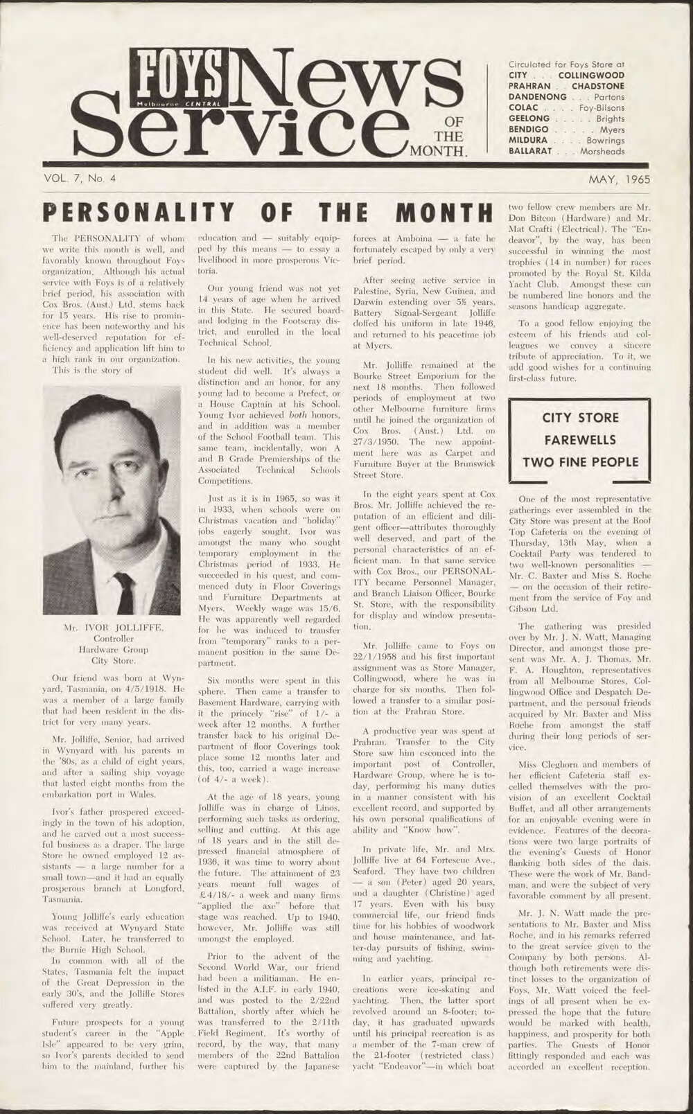 Foy's News Service of the Month May 1965