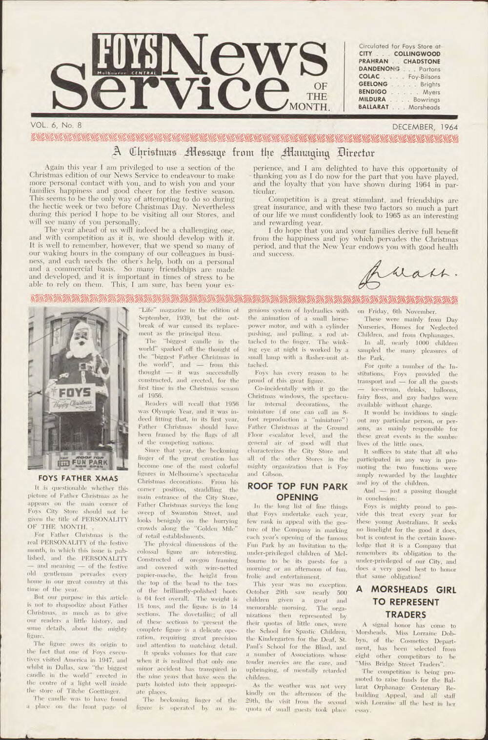 Foy's News Service of the Month December 1964