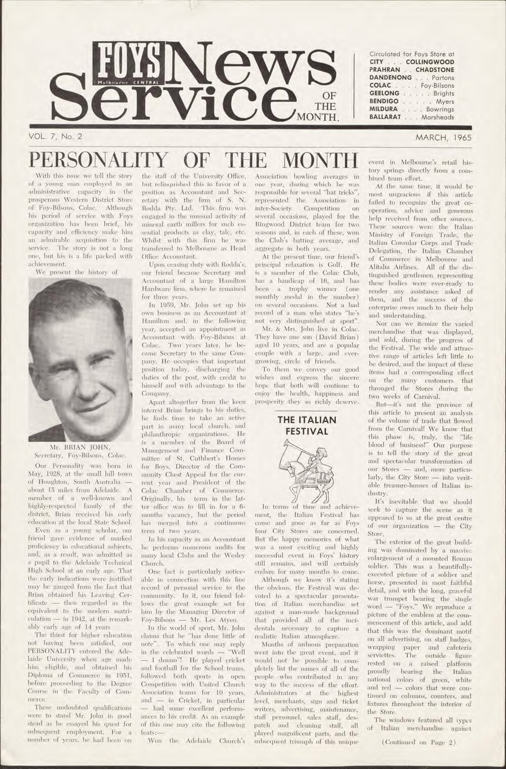 Foy's News Service of the Month March 1965