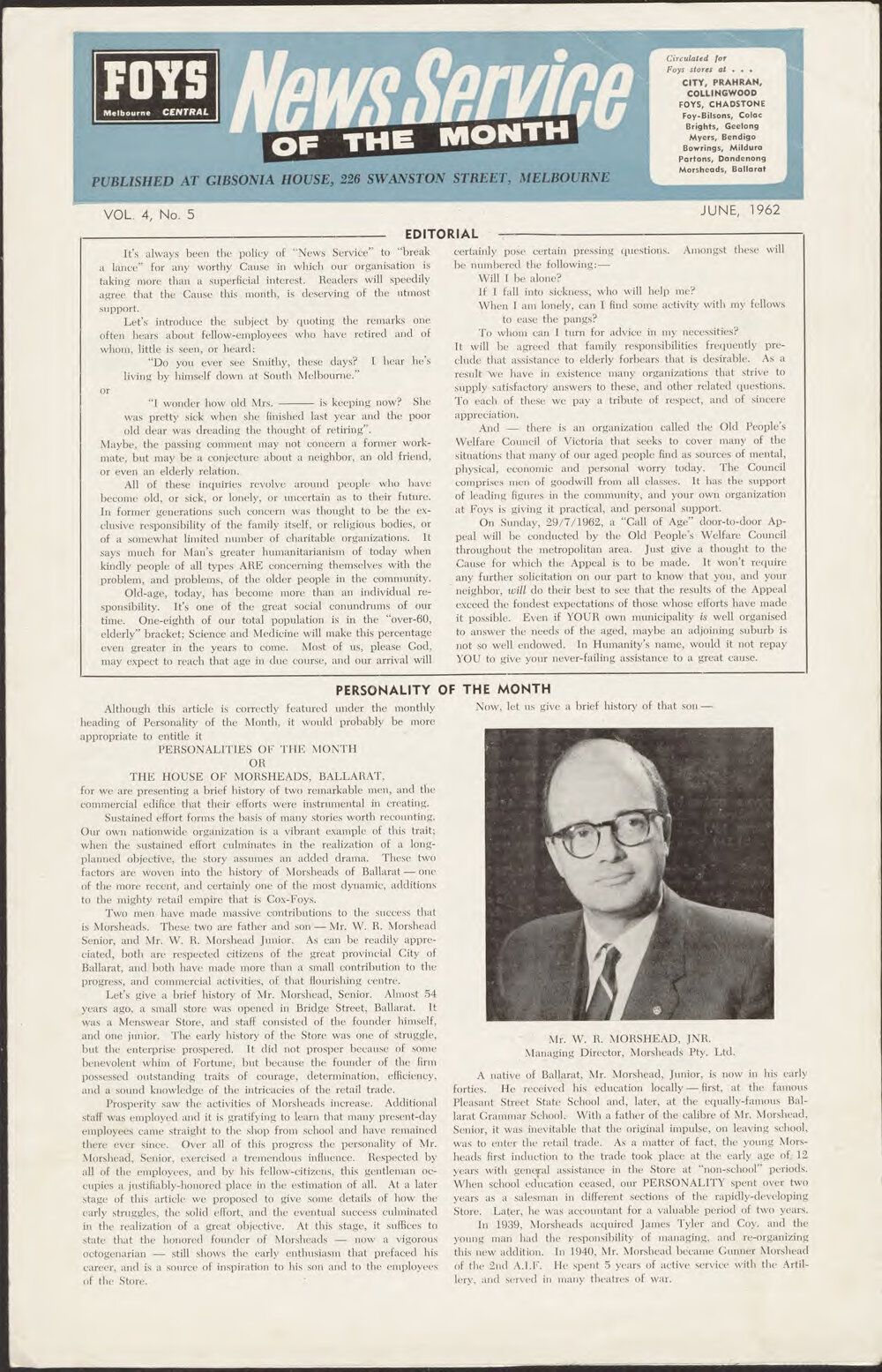 Foy's News Service of the Month June 1962