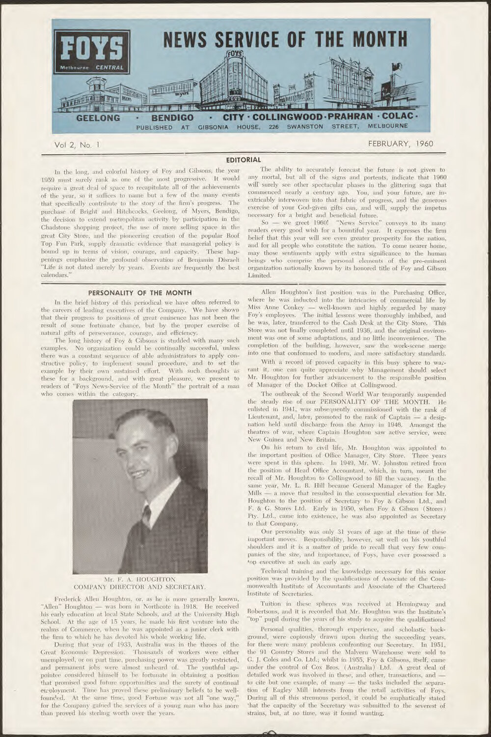 Foy's News Service of the Month February 1960