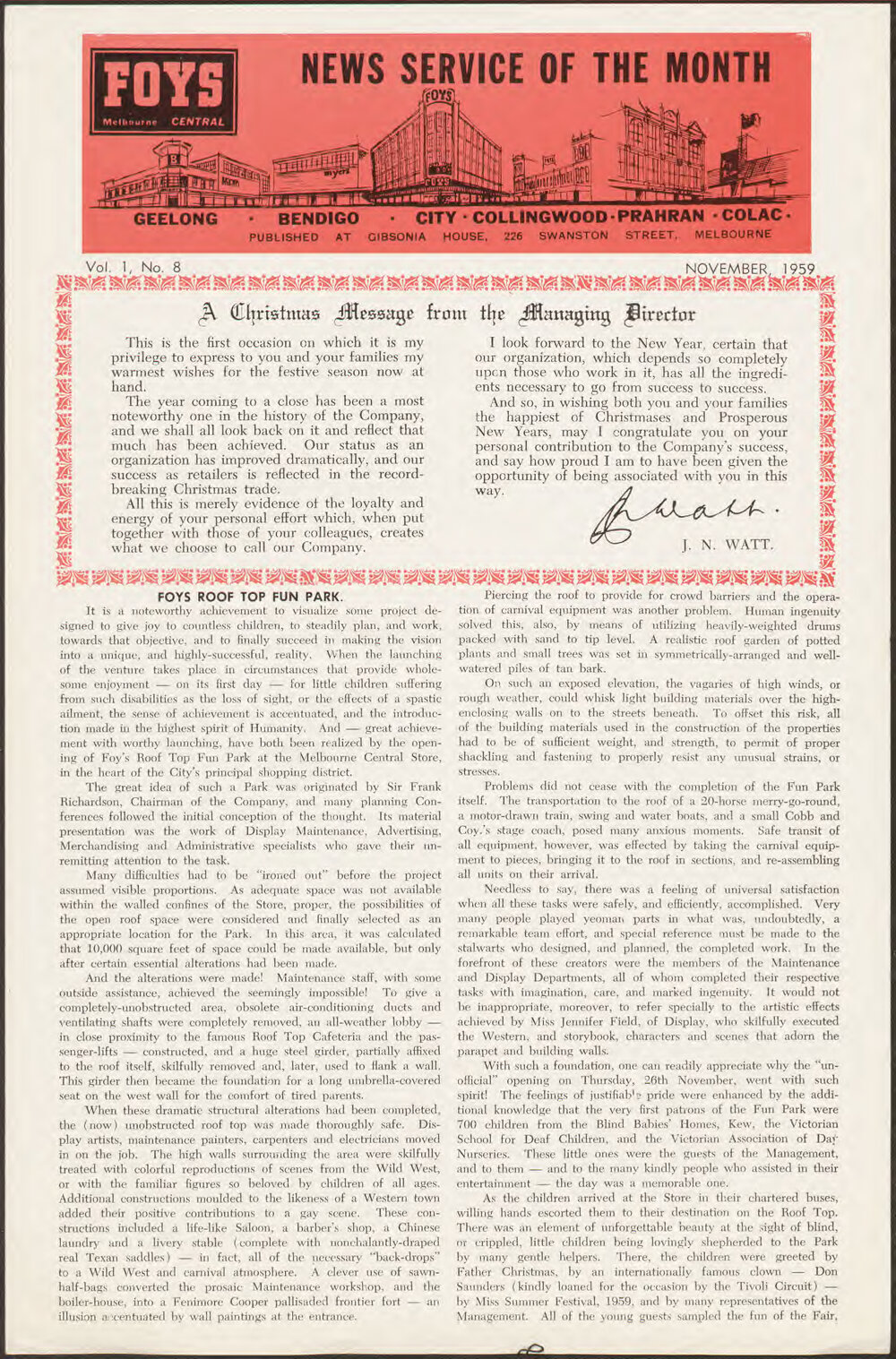 Foy's News Service of the Month November 1959