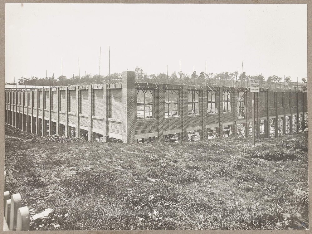 [Front and side wall of Yarra Falls factory]