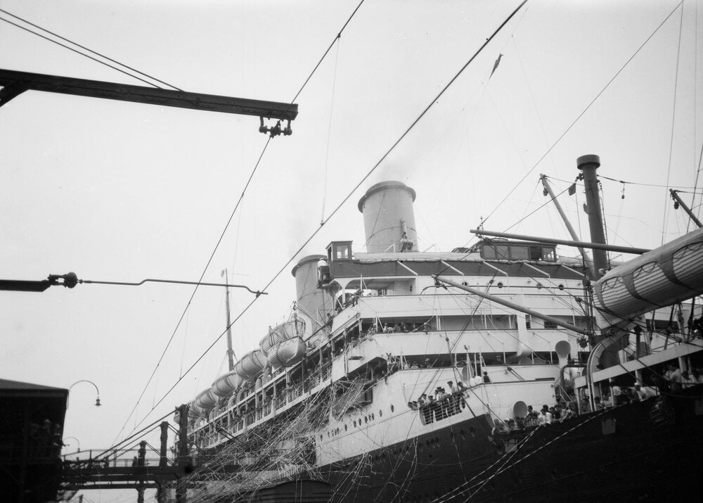 Princes Pier, Port Melbourne,  Victoria [the ship is the Orient Liner "S