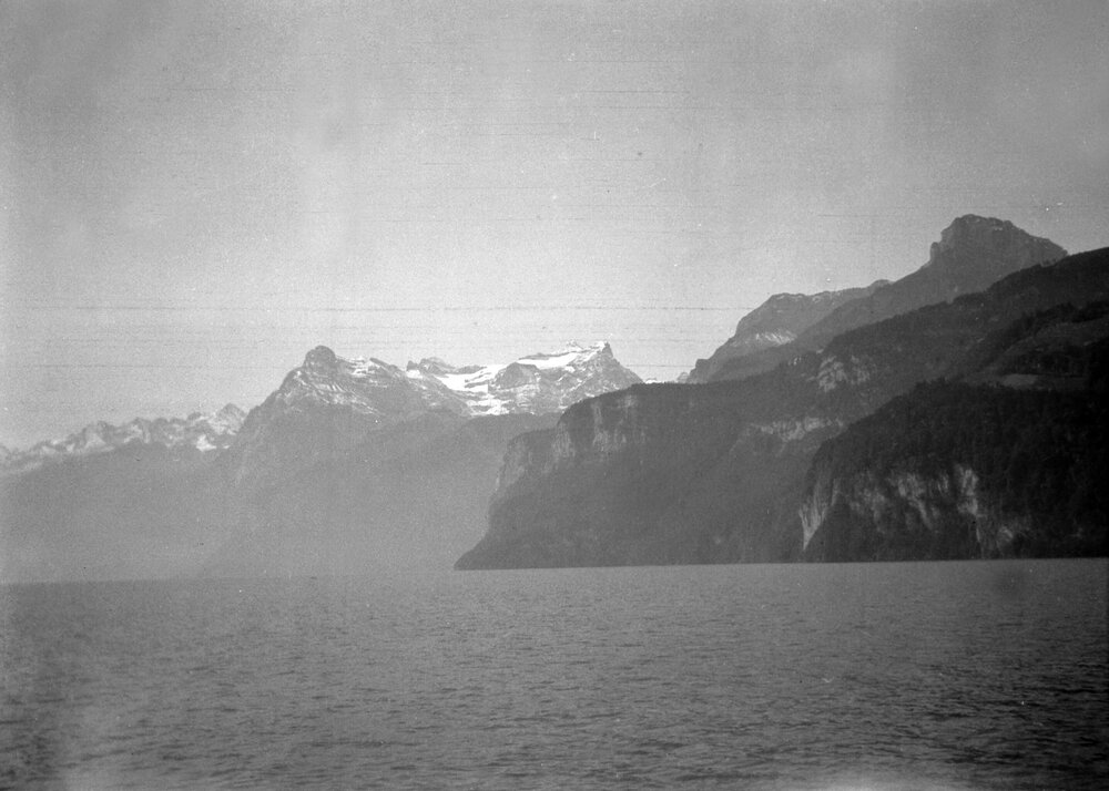 Mountain and lake scenery near Fribourg, Switzerland