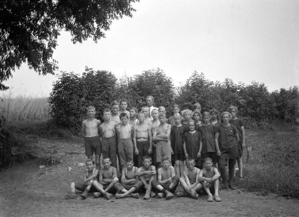An unidentified group of children in or near Berne, Switzerland
