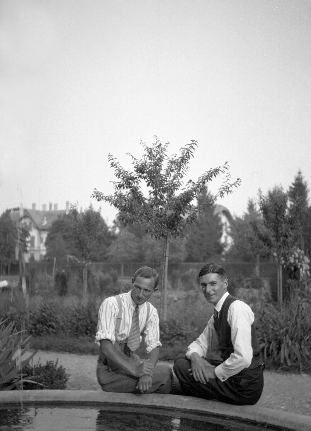 Unidentified people in gardens in or near Berne, Switzerland
