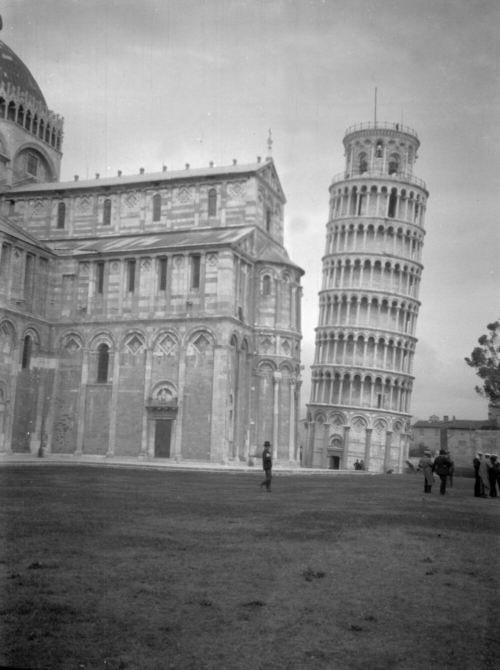 Part of the Piazza dei Miracoli and the Leaning Tower, Pisa, Italy
