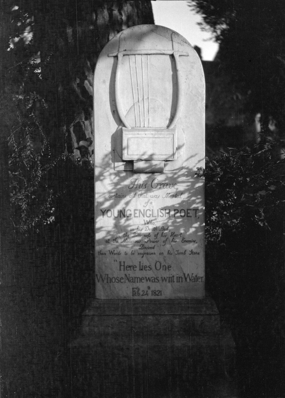 The grave headstone of the English poet John Keats, in Rome, Italy