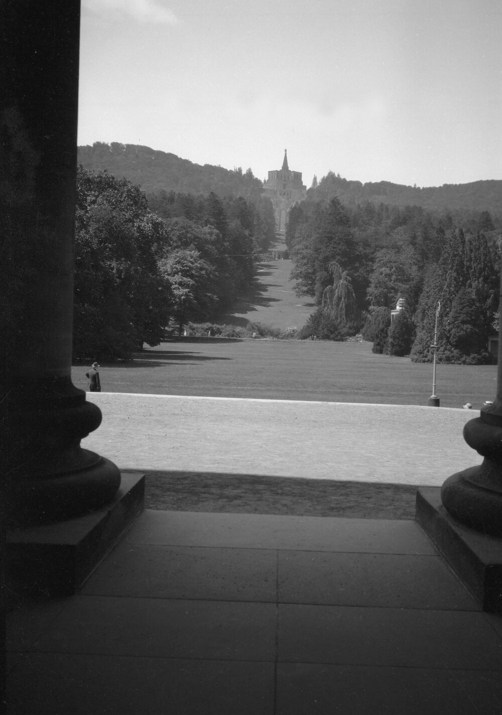 An unidentified formal garden and buildings