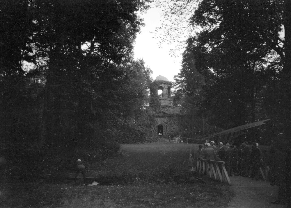 An unidentified building  - with people present - in Speyer, Germany or possibly Schwetzingen, near Heidelberg, Germany