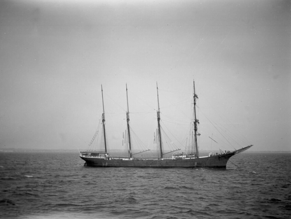 An unidentified sailing ship in southern Australian waters, in late January or early February 1930