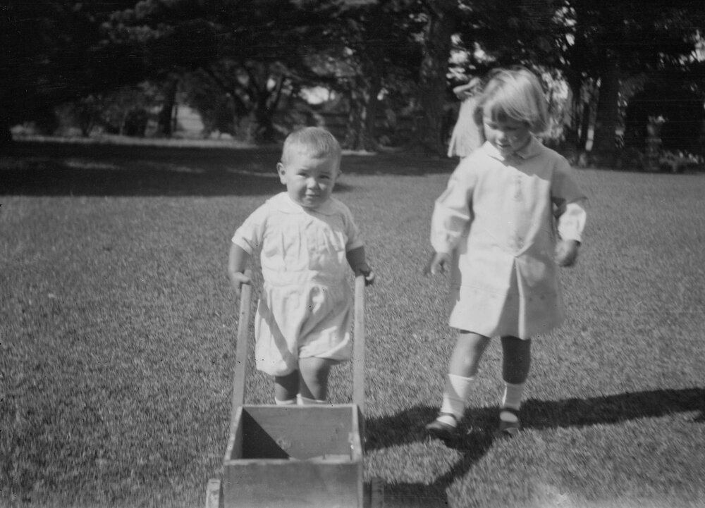 Two young unidentified children at "Wolfdene", Mornington, Victoria