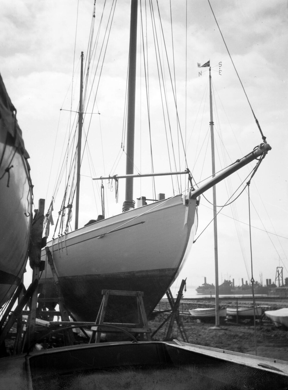 The yacht "Utiekah 3" in the Royal Yacht Club yards at Williamstown, Victoria
