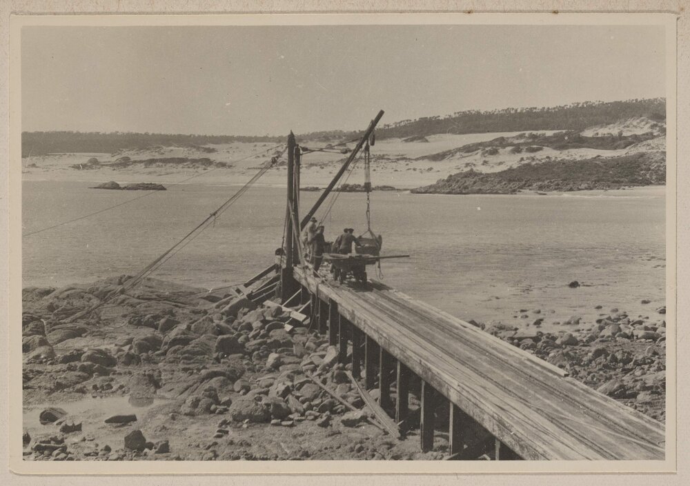 Granite blocks being loaded at Cape Everard, Victoria