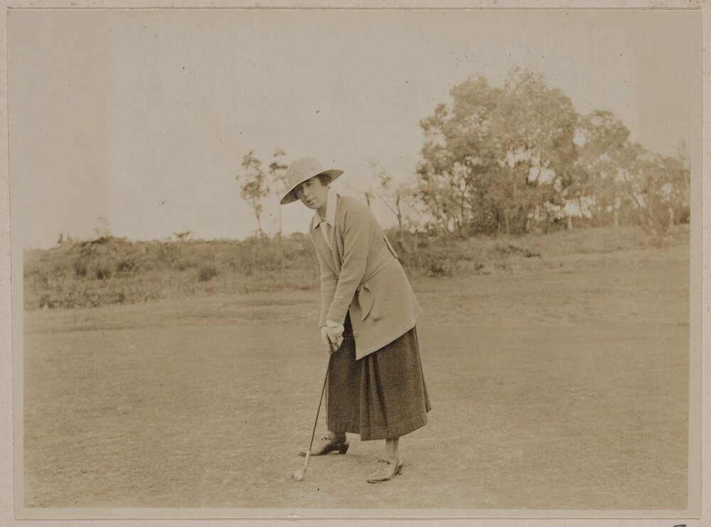 [Mabel Grimwade playing golf]