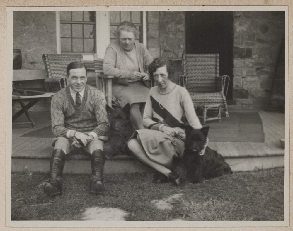 [Mabel Grimwade and others seated on porch step] Westerfield