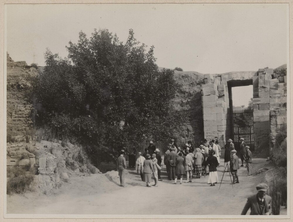 [Crowd gathered at Temple of Karnak, Egypt]