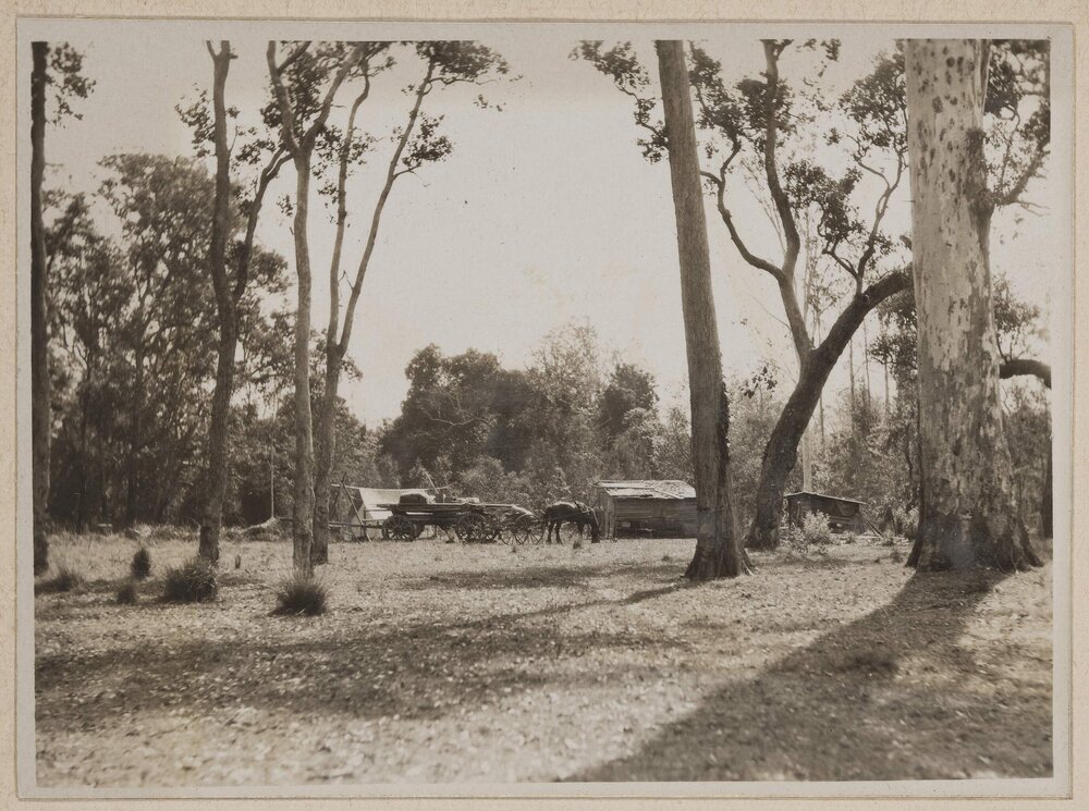 [Horse and cart, tent and other structures]