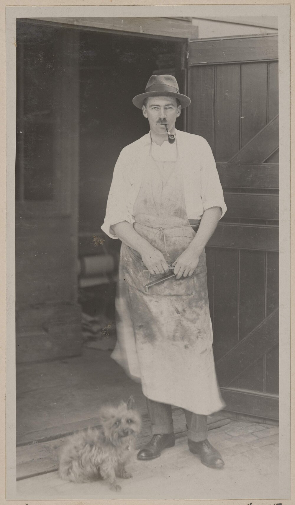 [Russel Grimwade in doorway of] Miegunyah Workshop