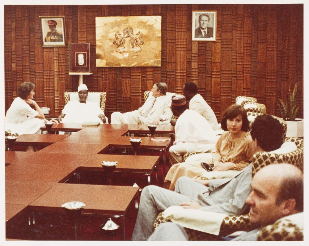 [Malcolm Fraser at a meeting in Zambia or Nigeria]