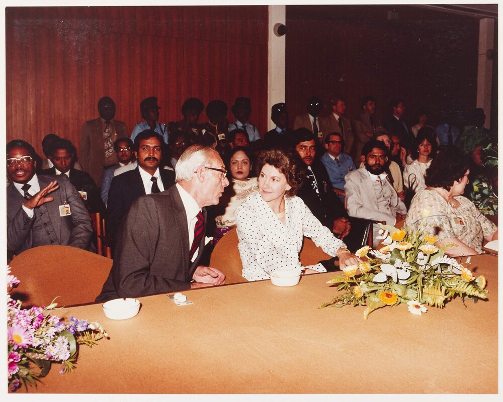 [Tamie Fraser during a CHOGM meeting in Lagos]