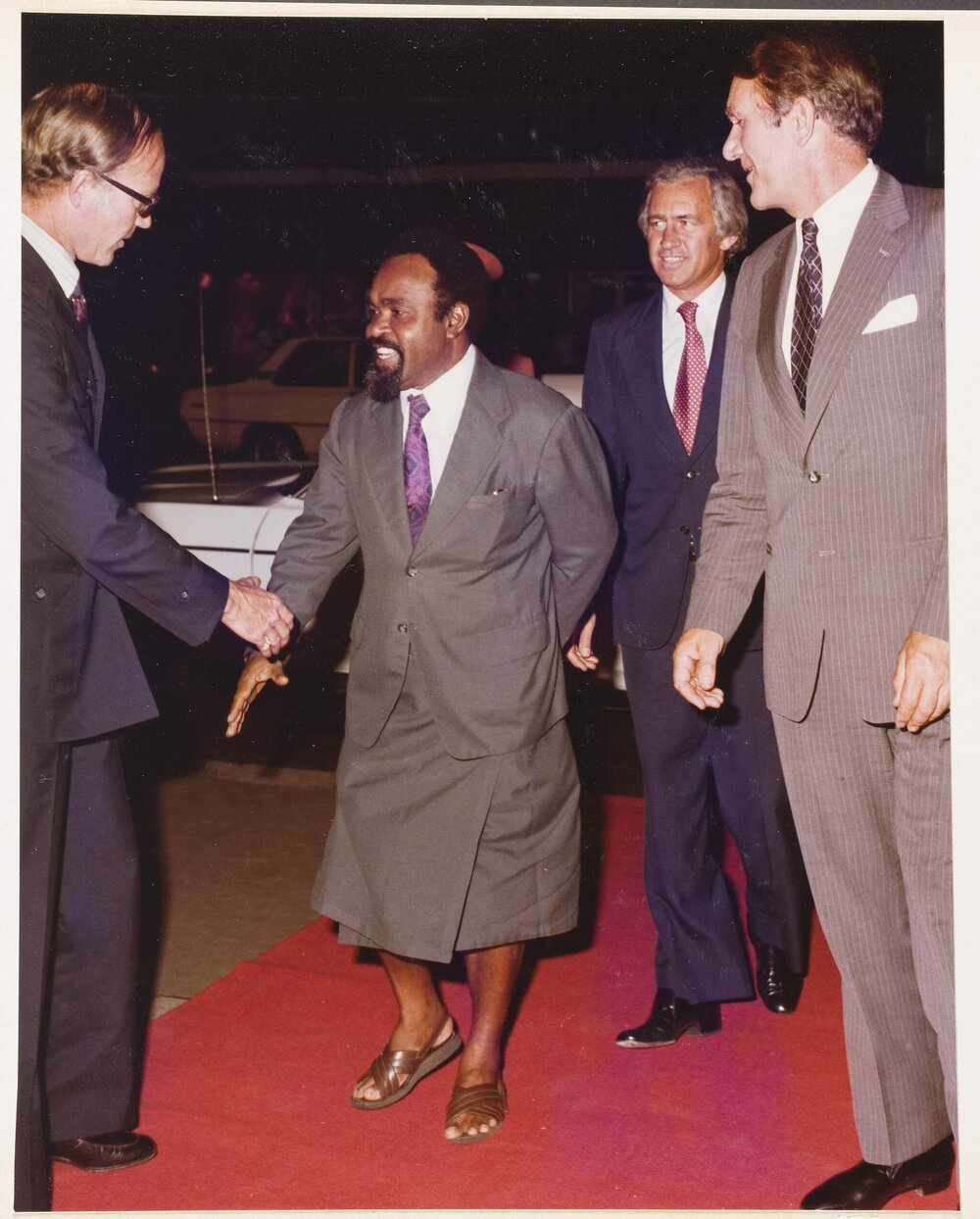 [Malcolm Fraser, Andrew Peacock and two others at the Commonwealth Heads of Government Regional meeting]