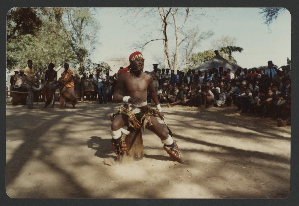 [Traditional dancer photographed by Malcolm Fraser on a visit to Nigeria]