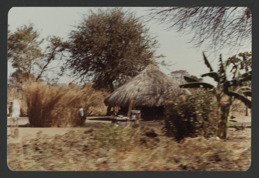 [Hut photographed by Malcolm Fraser on a visit to Nigeria]