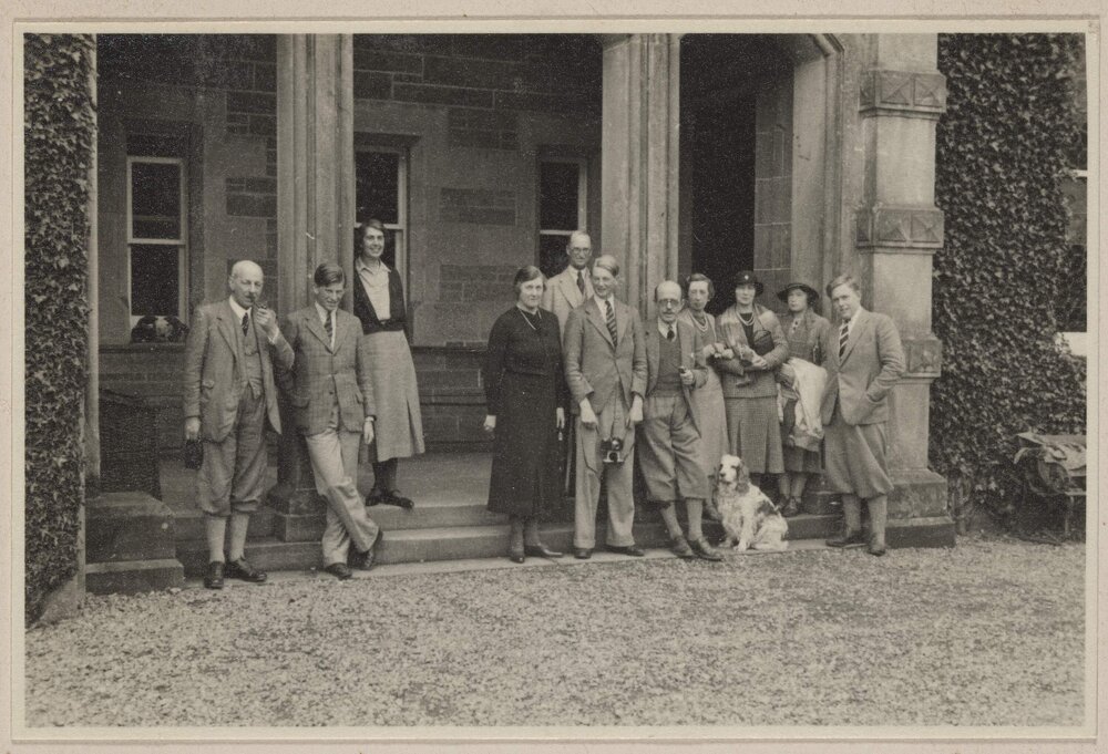 [Group posed on steps of] Ederline
