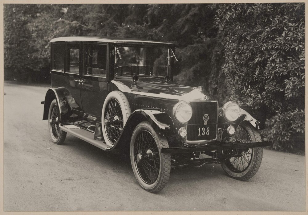 [Chauffer in closed coach motor car] Miegunyah