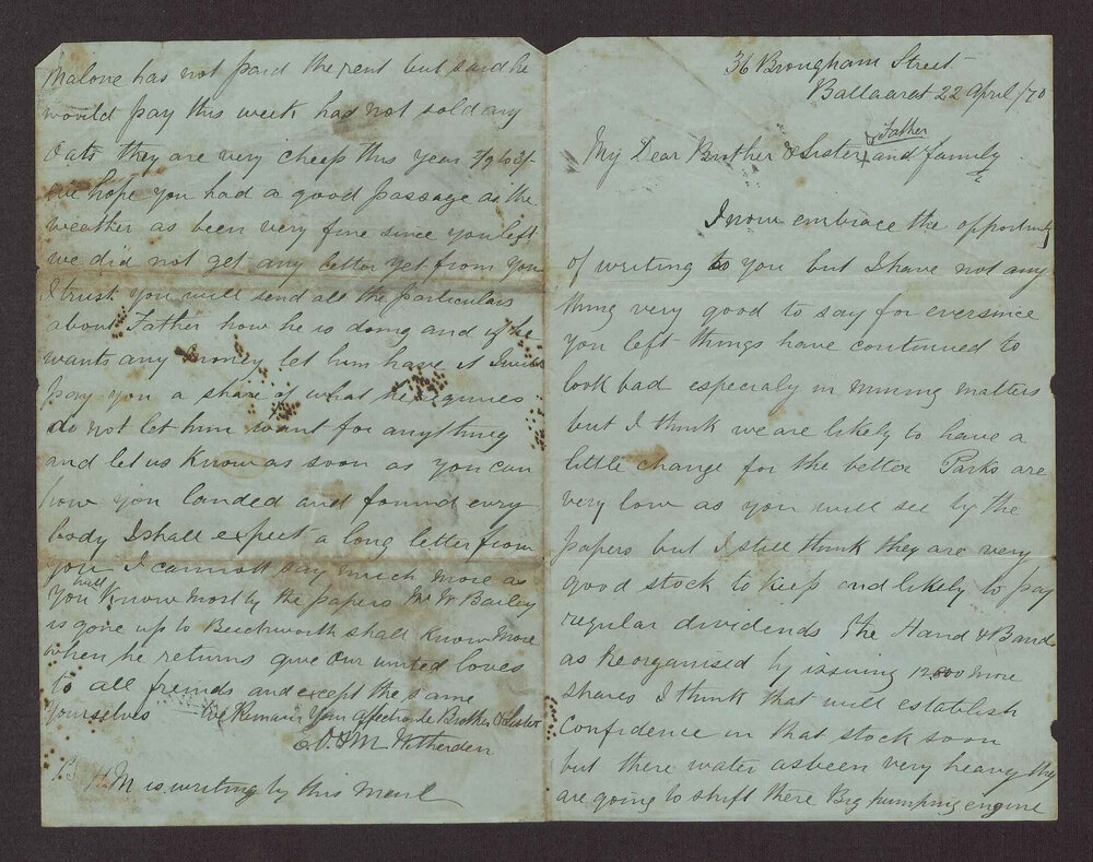 [Letters between Charles Foreman and his family in Britain, 22 of 83]