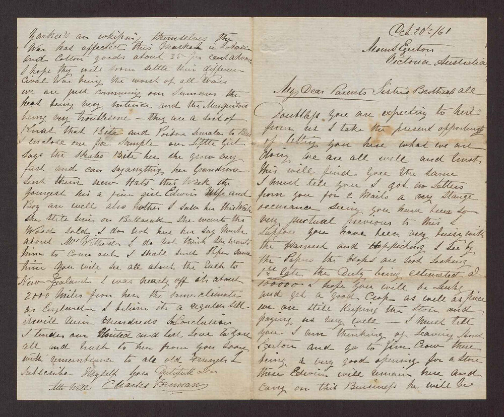 [Letters between Charles Foreman and his family in Britain, 74 of 83]