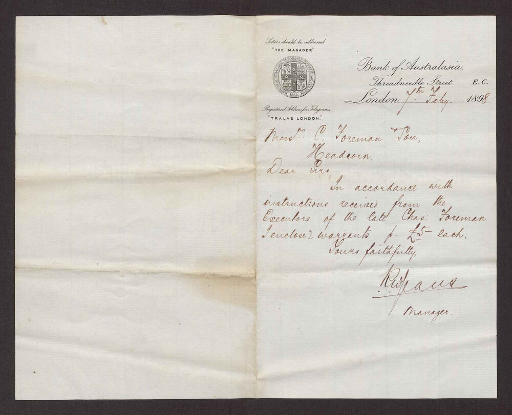 [Letter about 5 pound dividends]