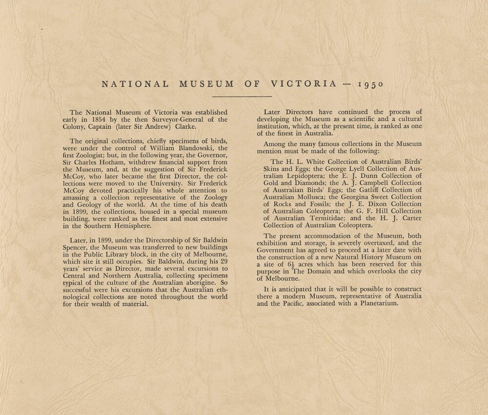 [History of the] National Museum of Victoria - 1950