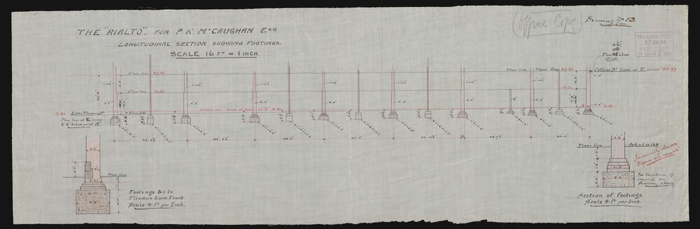 [Architectural drawing for the Rialto building]