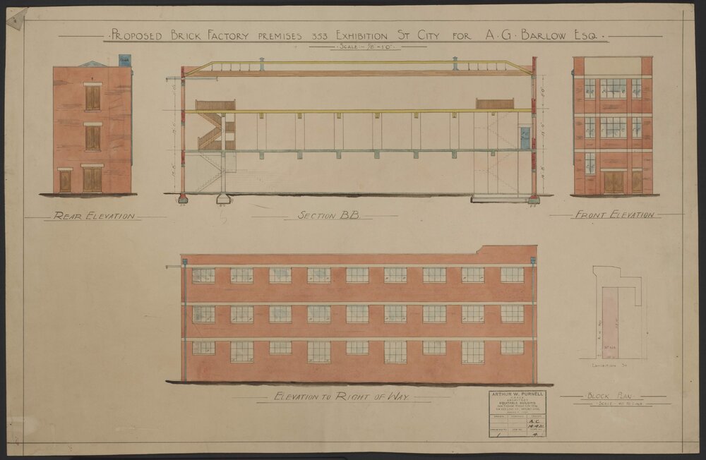 Proposed Brick Factory Premises 353 Exhibition St City for AG Barlow Esq