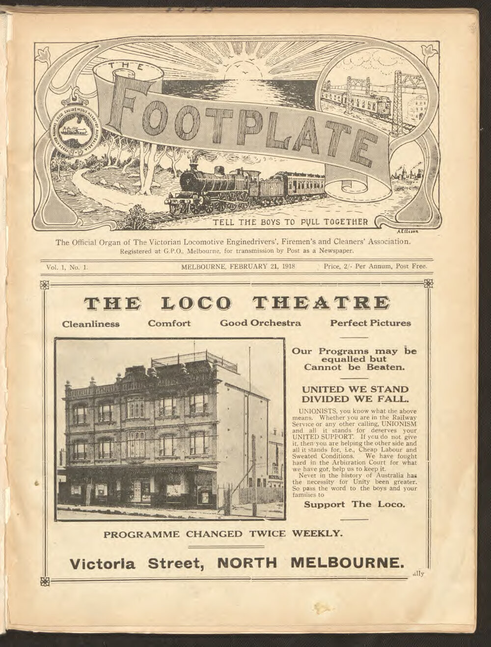 The Footplate: vol. 1, no. 1 (February, 1918)