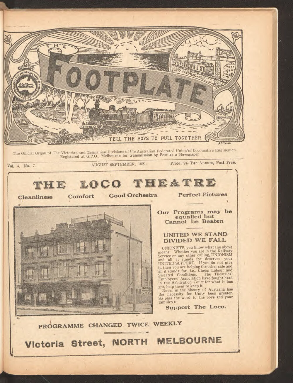The Footplate: vol. 4, no. 7 (August-September, 1921)