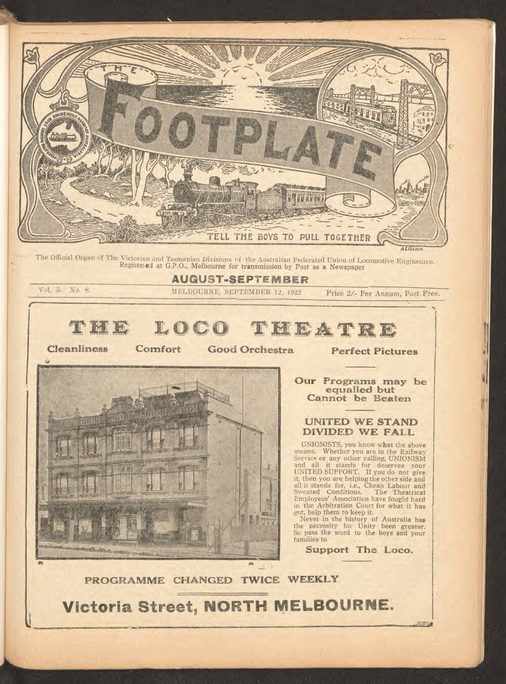 The Footplate: vol. 5, no. 8 (August-September, 1922)