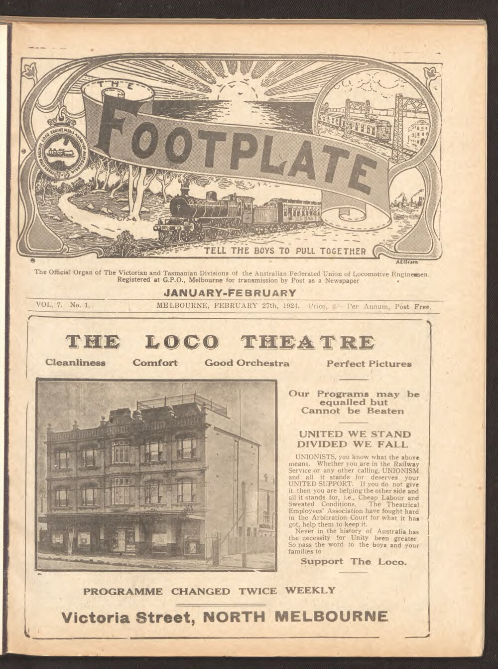 The Footplate: vol. 7, no. 1 (January-February, 1924)
