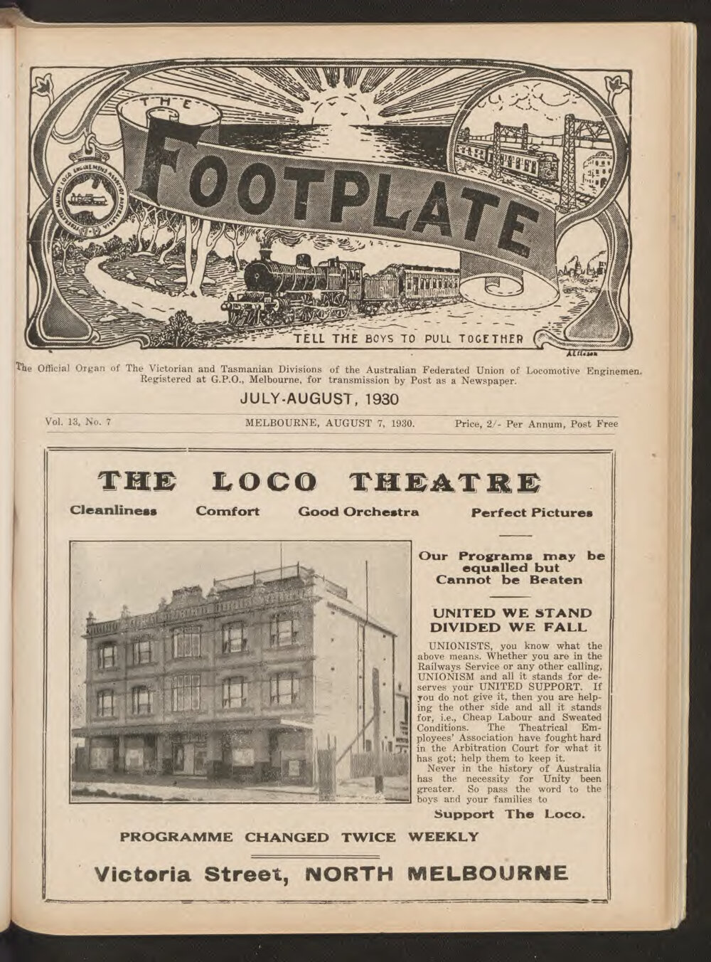 The Footplate: vol. 13, no. 7 (July-August, 1930)