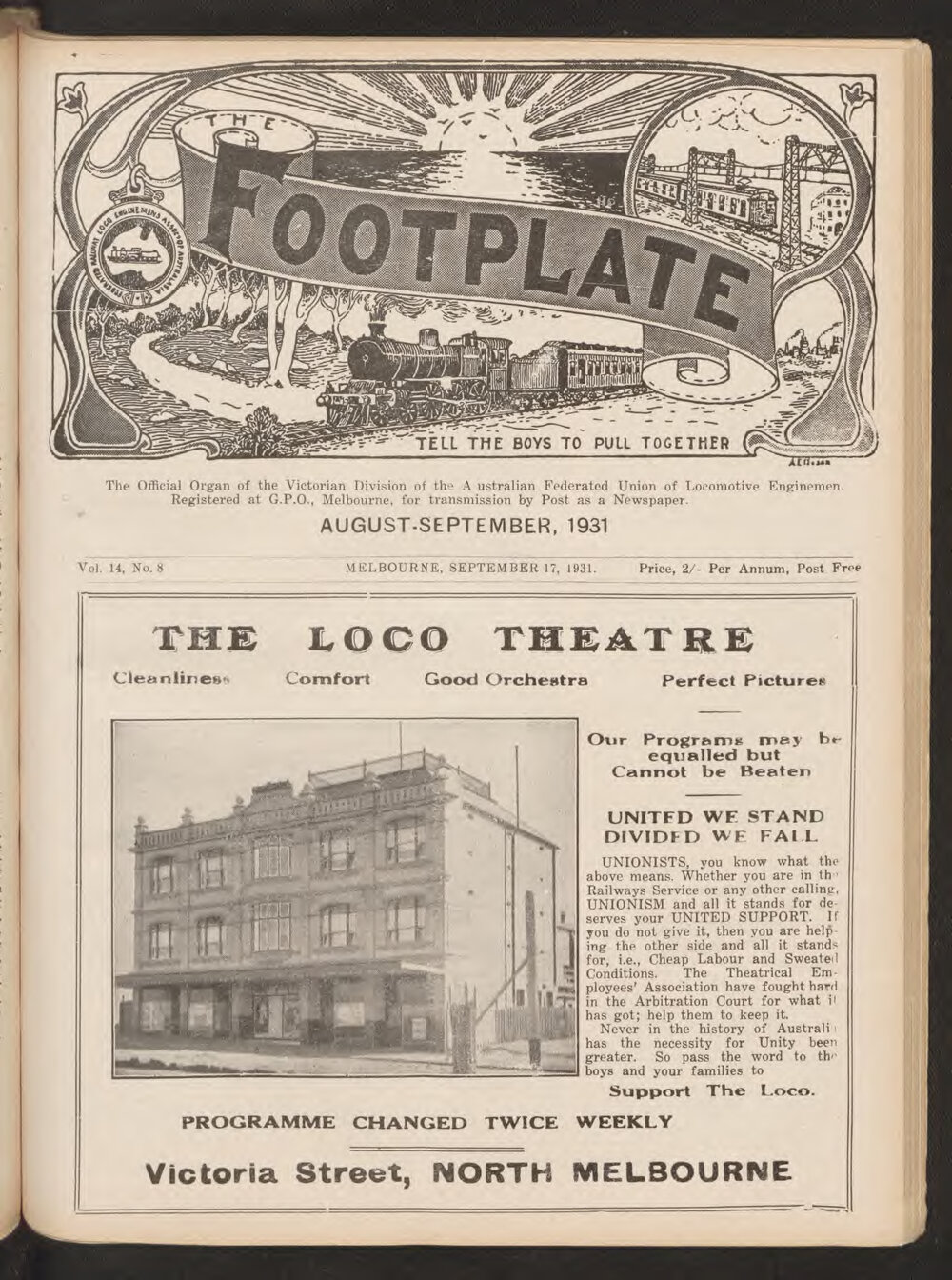 The Footplate: vol. 14, no. 8 (August-September, 1931)