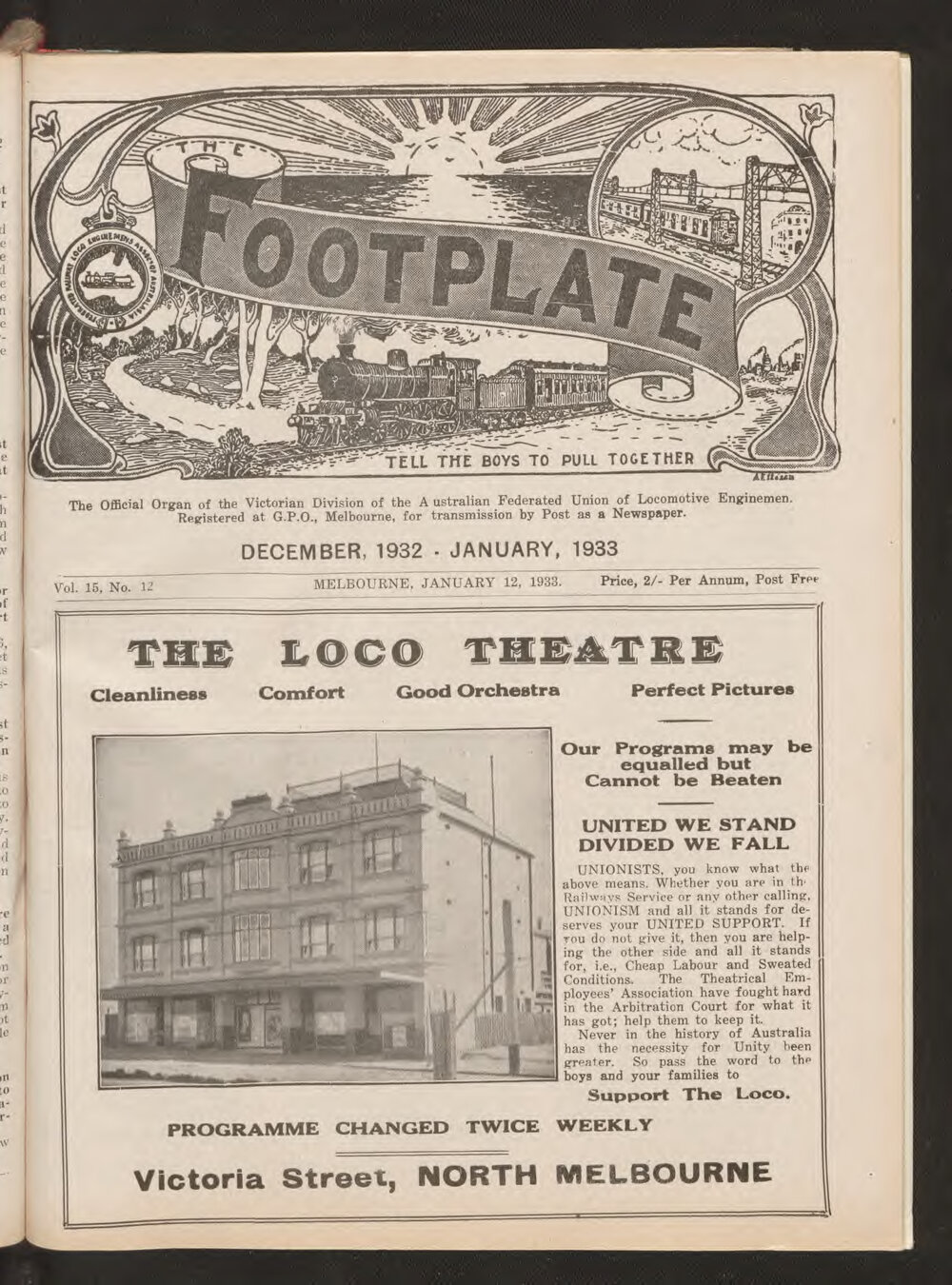 The Footplate: vol. 15, no. 12 (December-January, 1932-1933)