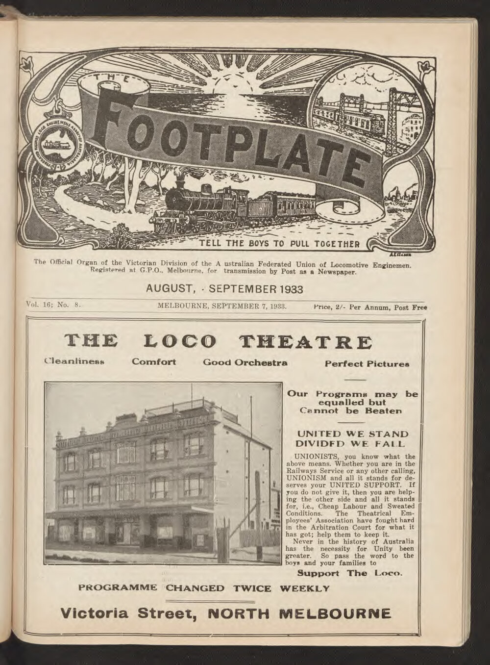 The Footplate: vol. 16, no. 8 (August-September, 1933)