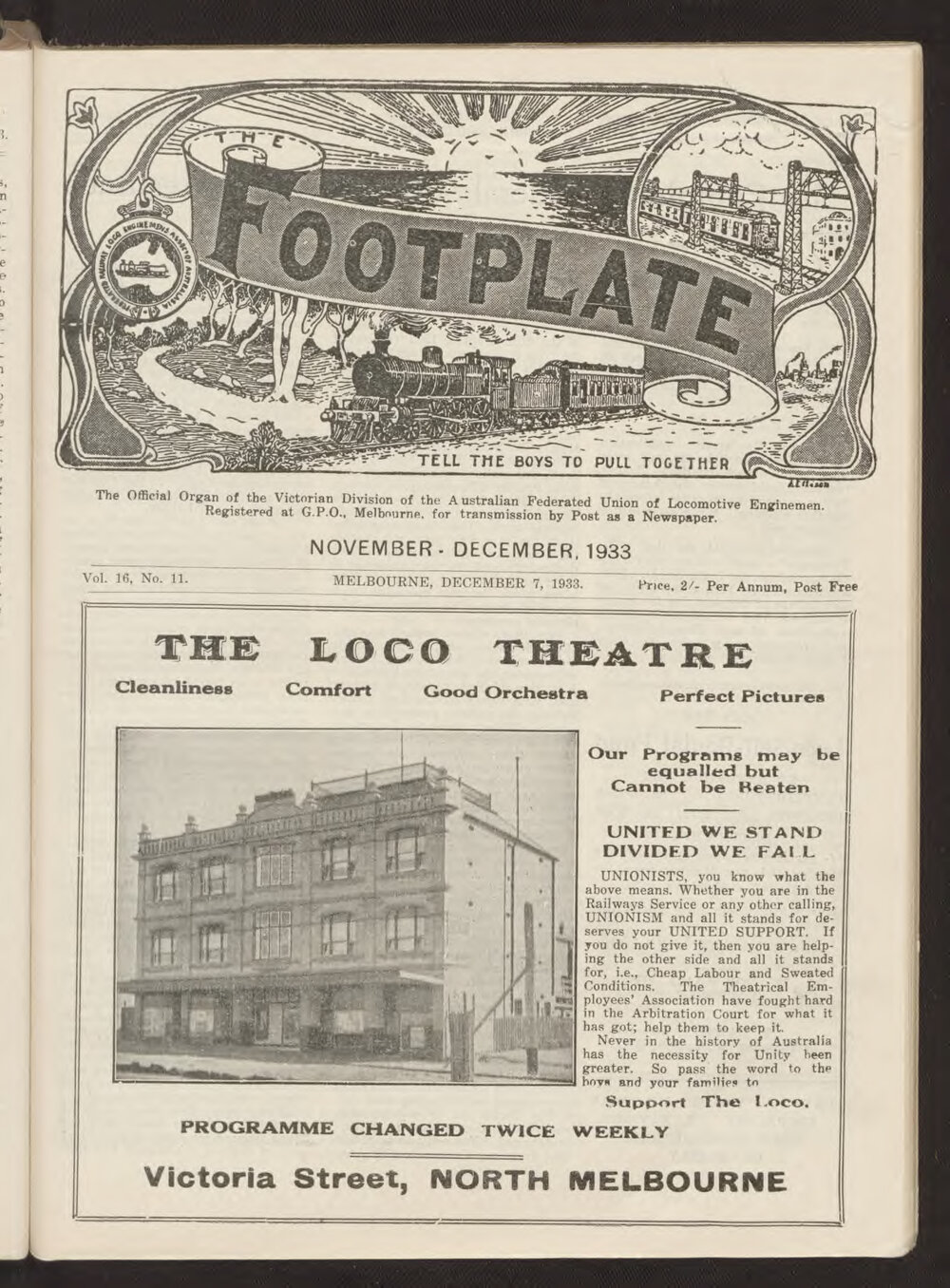 The Footplate: vol. 16, no. 11 (November-December, 1933)